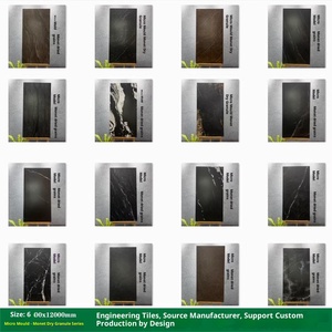 Carreaux de céramique, carreaux de sol rétro 600x1200 de luxe mat foncé, micro-moulés noirs, antidérapants et résistants à - Product Image 2