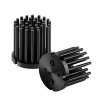 Dissipateur thermique à ailettes usinées CNC anodisé noir dissipateur thermique rond en aluminium pour LED élèvent la lumière 7W