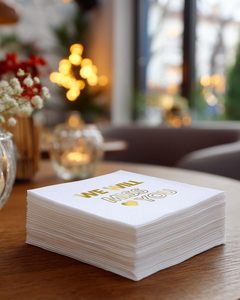 Serviettes en papier jetables imprimées personnalisées avec logo, dorées, pour cocktails, mariages, dîners - Product Image 4
