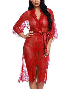 Vêtements de nuit transparents à manches longues, <span class=keywords><strong>Kimono</strong></span> pour femmes, Lingerie Sexy, uv6380 - Product Image 4