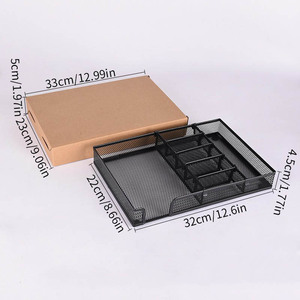 <span class=keywords><strong>Cesta</strong></span> Organizadora de Escritorio de Metal Negro con Malla Metálica para Oficina y Escuela, Organizador de Papelería Combinado - Product Image 1
