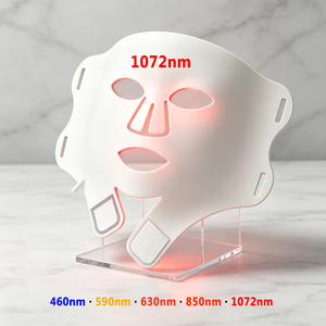 Masque de luminothérapie LED en silicone de conception nouvelle, 460NM 590NM 630NM 850NM 1072NM, luminothérapie infrarouge, masque de luminothérapie rouge pour le visage - Product Image 1