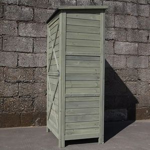 <span class=keywords><strong>Armoire</strong></span> de rangement extérieure en bois à une porte avec plusieurs cloisons de rangement à l'intérieur pour jardins, pelouses, terrasses et cours - Product Image 4