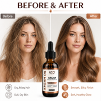 Minyak Argan 2 Fl Oz 60ml 100% Murni Distilasi Uap Biji Argan Segar dari Maroko Pelembap Bernutrisi untuk Rambut Kering, Wajah, Kulit, dan Tubuh