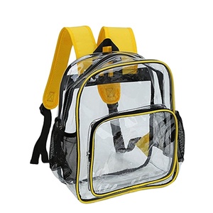 Graziosi bambini in pvc trasparente chiaro sacchetto di scuola dello zaino con tasche laterali a rete, resistente materiale pvc trasparente zaino all'ingrosso - Product Image 2
