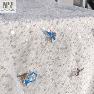 ผ้าลูกไม้ปักลายลูกปัดแบบแบน ดีไซน์ลายคลื่นสุดหรู พร้อมลายพิมพ์นก จาก Nanyee Textile - Product Image 5