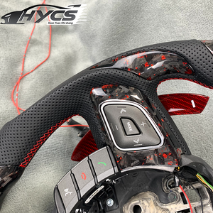 Volant de direction en fibre de carbone forgé à LED personnalisé en cuir perforé avec manettes de vitesse <span class=keywords><strong>pour</strong></span> Land Rover Range Rover Evoque - Product Image 4