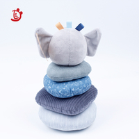Jouet d'empilage Montessori personnalisé en usine, éléphant de dessin animé, jouet éducatif en peluche pour enfants, hochet animal, cercle d'empilage, jouet pour bébé