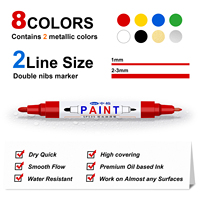 Marqueurs indélébiles SP535 à base d'huile, peinture permanente, 8 couleurs, pointes fines de 3,0 mm/1 mm, largeur d'écriture 3,0 mm/1 mm, pour métal, bois, pierre