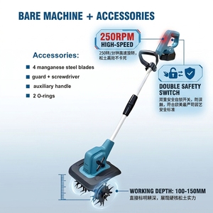 Motoculteur de jardin sans fil professionnel 21V sans balais, cultivateur électrique portable et décompacteur de sol de 200 mm de largeur pour ferme et jardin - Product Image 2