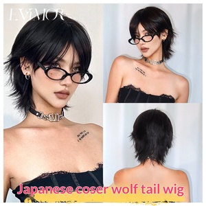 Peluca de cosplay japonesa de alta gama con flequillo y cola de lobo, cubre toda la cabeza, unisex, moderna, minimalista, corta, estilo mullet, resistente a altas temperaturas - Product Image 2