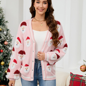 <span class=keywords><strong>Pull</strong></span>-over en tricot pour femmes européennes et américaines, imprimé Père Noël, automne, nouveau, simple et décontracté, <span class=keywords><strong>pull</strong></span> de Noël - Product Image 1