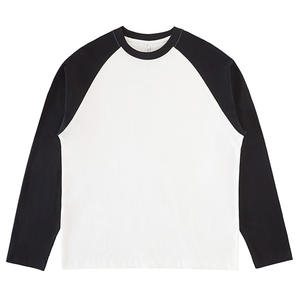 T-shirts longs pour hommes en coton 100% épais et contrasté, de couleur unie, pour couples, en gros, taille plus - Product Image 5