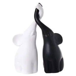 Customized Wedding Ornaments Lover Gift Resin Couples Statues Elephant Figurines Set For Home Decor