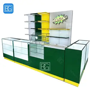 Vitrine de vidro redondo dourado para loja de cigarros, prateleira para exposição de cigarros, armário para loja de designs