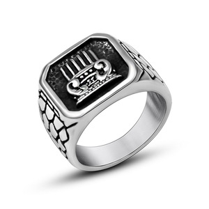 Men's <b>Titanium</b> Steel <b>Ring</b> Shield Shape SA989 Everyday Wear Jewelry - Product Image 1