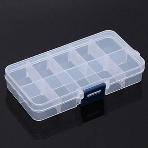 Caja de Pesca de Plástico Duro Transparente de 13*6.6*2.2cm, 28g, 10 Compartimentos, Multiusos - Product Image 1