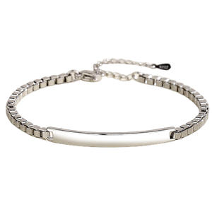 Bracelets de couple unisexes en argent sterling 925 gravables, style simple, luxe léger, cadeaux de la Saint-Valentin, bijoux plaqués rhodium - Product Image 4