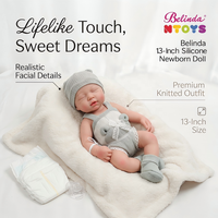 Poupées reborn en silicone Belinda de 13 pouces, ensemble de jouets pour enfants, poupées reborn réalistes en silicone, poupées reborn douces et réalistes, ensemble cadeau pour bébé