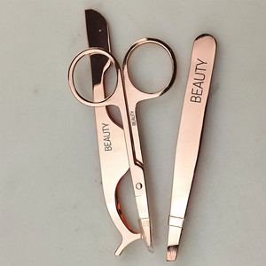 Wholesale Eyelash Applicator Scissors With Private Label Best Quality 100%Stainless Steel Tweezers Rose Gold Scissor Eyelashes - Product Image 1