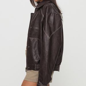 Veste décontractée en cuir PU pour femme, tendance mode urbaine, nouvelle collection printemps, avec poches, du fabricant OEM - Product Image 5
