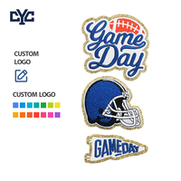 Parche bordado personalizable con letras para el día del partido deportivo, parche para casco de fútbol americano, parche bordado con purpurina para ropa