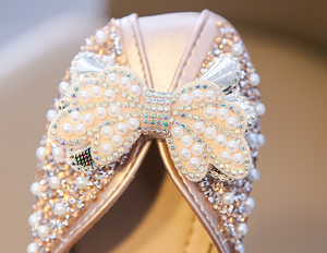 Zapatos de princesa para niños, zapatos de boda para fiesta con purpurina para niñas, zapatos planos de Ballet para niños pequeños a la moda, zapatos informales de cuero para niños - Product Image 4