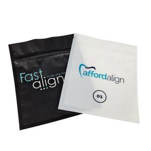 Sacs d'emballage en Mylar personnalisés pour aligneurs dentaires transparents à domicile avec fermeture éclair réutilisable, sacs plats pour aligneurs transparents - Product Image 4