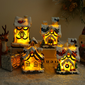 บ้านเรซิ่นเรืองแสงขนาดจิ๋ว สไตล์ยุโรป ชุดของขวัญตกแต่งคริสต์มาส - Product Image 1