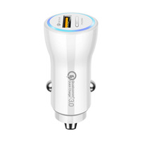 Chargeur de voiture PD38W à double port, charge rapide USB, tête de chargeur de voiture QC3.0, mini chargeur de voiture, charge super rapide 20W