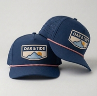 Gorra de Béisbol Personalizada Azul Marino de 5 Paneles con Cuerda, Perforaciones Láser, Impermeable, Cierre a Presión, Secado Rápido, para Hombre, Venta al Por Mayor