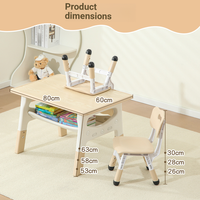 Juego de Mesa y Silla Infantil de Plástico para Preescolar, Estilo Moderno y Minimalista, Escritorio Ajustable en Altura, Multifuncional, con Almacenamiento para Arte
