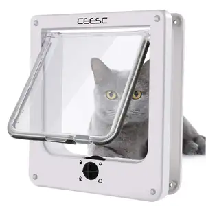 Pet Flap Khóa 4 Chiều Từ Nhà Chó Mèo Cửa Cứng Rắn ABS Pet Cat Cửa Cho Chó Và Mèo