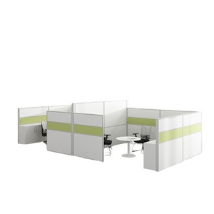 Modern 2-Person Modular Meeting <b>Table</b> with <b>Aluminum</b> Partition MDF Office Cubicle Workstation for Home or School Use - Product Image 1