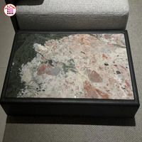 Plateau de table basse en marbre breccié personnalisé, pierre naturelle exotique de luxe pour la décoration intérieure des salons résidentiels en Amérique du Nord