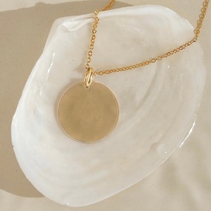 Haute qualité 925 <span class=keywords><strong>argent</strong></span> Sterling 14K/18K plaqué or Vermeil mode bijoux fins gravables blancs disque <span class=keywords><strong>collier</strong></span> pour les femmes - Product Image 2