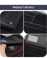 Untuk Pria Trendi Baru, Dompet Panjang dengan Resleting, Desain Bisnis Lipat Dua, Pola Geometris, Kulit PU Berkualitas Tinggi, Portabel