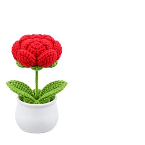 Mini Bonsái de Rosas de Lana Tejidas a Mano, Planta Artificial en Maceta, Adorno de Escritorio, Personalización Disponible - Product Image 5