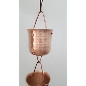 Chaîne de pluie décorative en cuivre martelé artisanal pour gouttière, déversoir extérieur, drainage des eaux de pluie, décoration suspendue pour jardin - Product Image 5