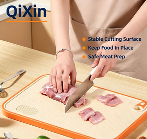 Tabla de cortar de paja de trigo de doble cara antideslizante con orificio para colgar, apta para alimentos, para carne, verduras y frutas - Product Image 1