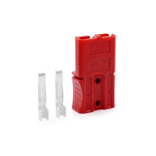 2 Pin 600V 40A PC Shell Red Copper Plate Silver Battery Connector for Solar Energy System Quick Charging Plug