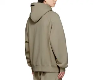 Streetwear algodón liso en blanco pulóver personalizado pesado para hombre de gran tamaño caqui Sudadera con capucha