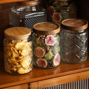 Tapa de madera de acacia de gran capacidad, tapa de rosca de sellado de cocina, tarro de vela de vidrio de boca ancha para almacenamiento de miel enlatada, contenedor de alimentos - Product Image 2