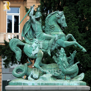 Sculpture en bronze grandeur nature de Saint George romain tuant <span class=keywords><strong>le</strong></span> dragon, homme à cheval, par RELONG - Product Image 6