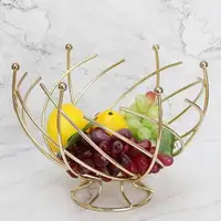 Flor de Oro tipo de frutas cesta de alambre de metal canasta de almacenamiento de para la casa y la Organización