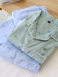 Ensemble <span class=keywords><strong>de</strong></span> pyjama en coton pour <span class=keywords><strong>homme</strong></span> respirant en bambou, manches longues, vêtements <span class=keywords><strong>de</strong></span> <span class=keywords><strong>nuit</strong></span> décontractés, vêtements <span class=keywords><strong>de</strong></span> détente - Product Image 4