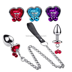 <span class=keywords><strong>DK</strong></span> Meilleure vente Produit de sexe Dilatateur anal Coeur Jeweled Base Male Butt Plug avec petites cloches en métal et chaîne pour hommes et femmes - Product Image 2