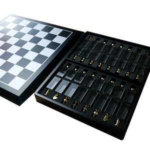 Tablero de <span class=keywords><strong>ajedrez</strong></span> de madera de cristal de lujo, juego de <span class=keywords><strong>ajedrez</strong></span> <span class=keywords><strong>con</strong></span> almacenamiento - Product Image 4