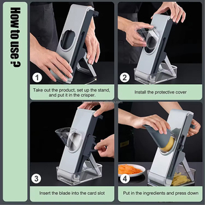 Pro đa chức năng của nhãn hiệu thực phẩm salad Slicer tay băm nhỏ Máy Veggie cắt rau Chopper với lưỡi thép không gỉ - Product Image 4