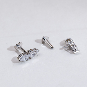 ต่างหูเพชรทรงลูกแพร์เงินแท้ S925 รุ่น MSE-933 จาก Messi Jewelry สำหรับผู้หญิง - Product Image 4